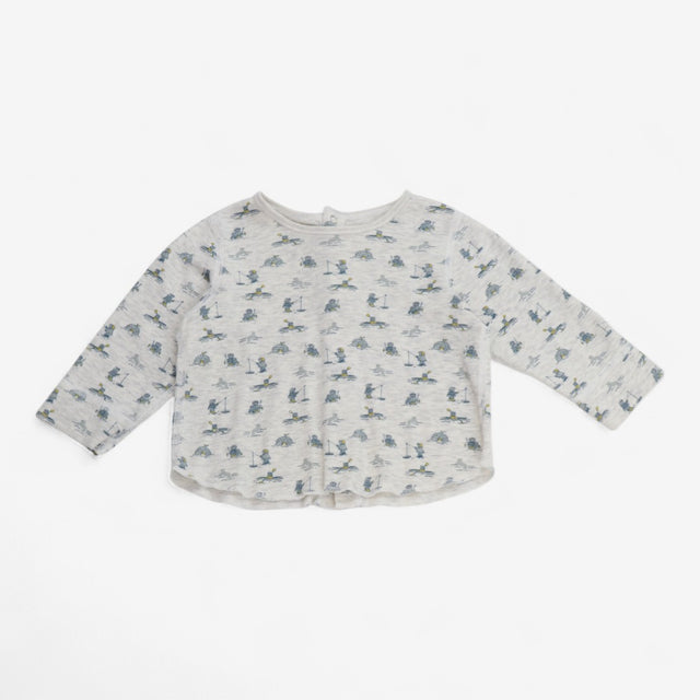 T-Shirt Grey with Eskimo Print and Popper Back
