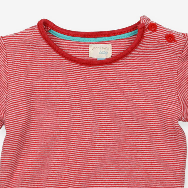 Bodysuit LS red stripe buttons