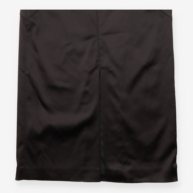 Whistles Black Satin Panelled Stitch Bodycon Midi