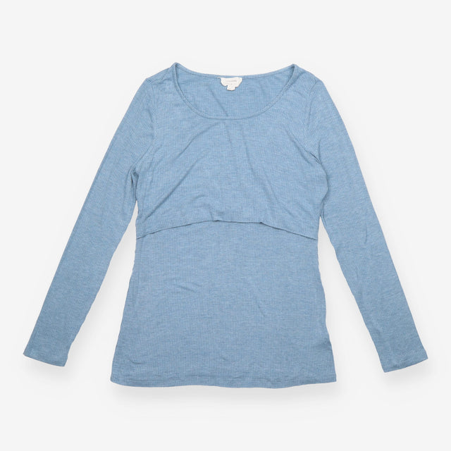 Slate Blue Ribbed Long Sleeve Maternity & Nursing