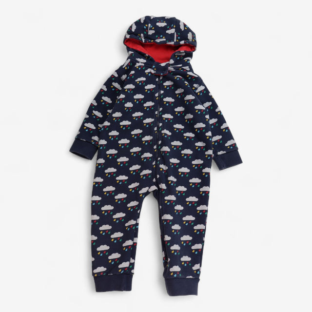 Onesie navy zip rainclouds