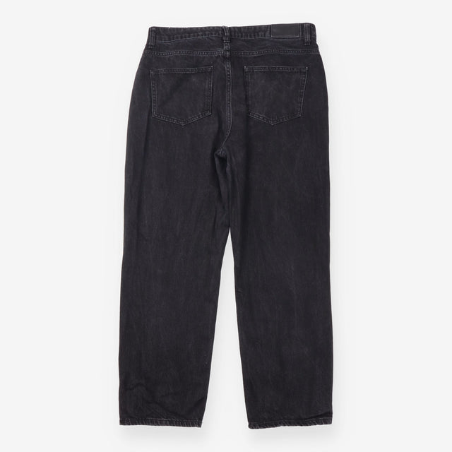 Black Washed Denim High Rise Straight Leg Jeans