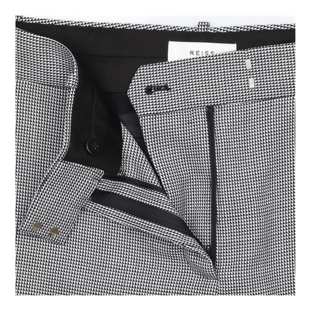 Reiss Black White Micro Check Tailored Trousers