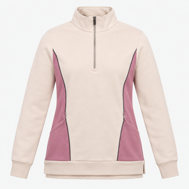 Maternity Sweatshirt Beige Mauve Colour Block Half