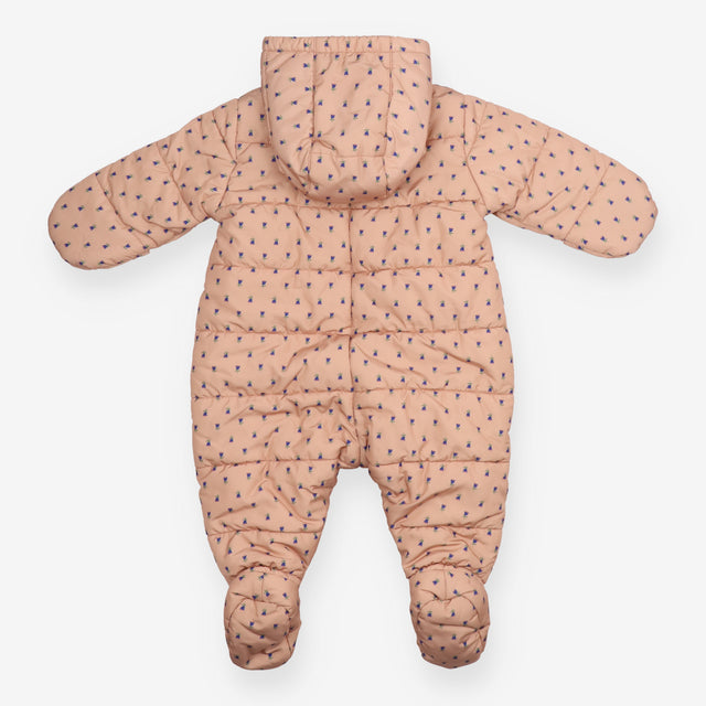 Pramsuit terracotta blue flowers fleece lined