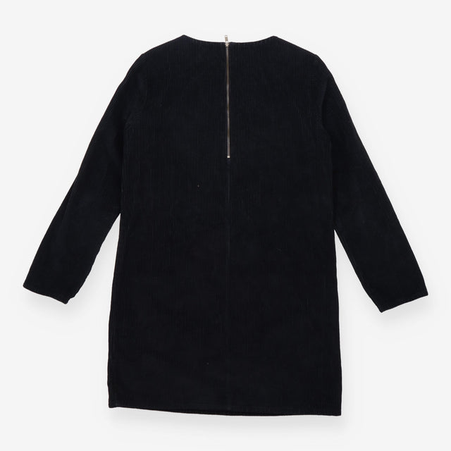 Dress Navy Blue Corduroy Long Sleeve Patch Pocket