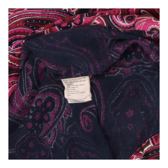 Pink & Black Paisley Dress | V-Neck Belted Midi