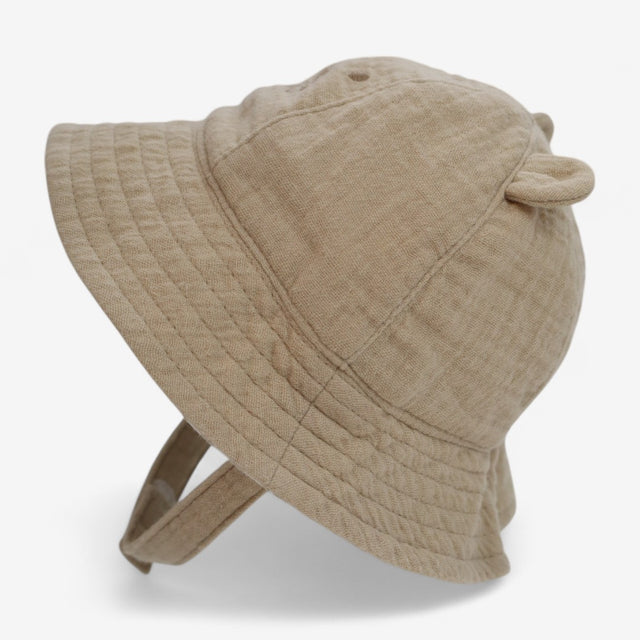 Bucket Hat with Straps Brown Bear