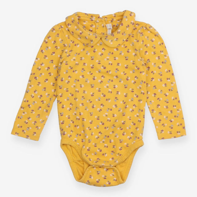 Bodysuit yellow small flowers collar LS