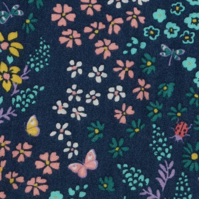 Teal floral and butterflies skirt with pockets