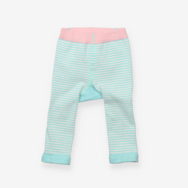 Leggings knit blue stripe pink horse