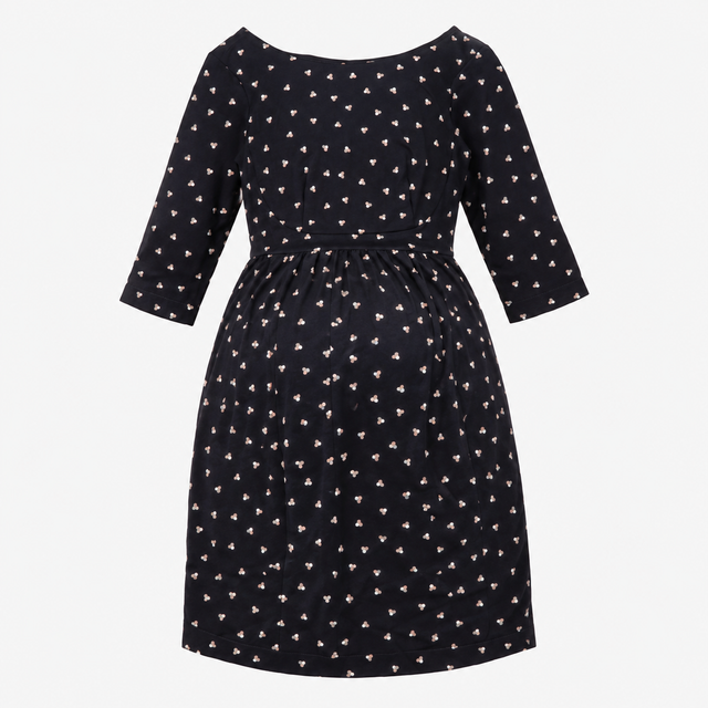 Black Geometric Print 3/4 Sleeve Maternity Dress