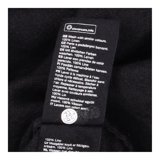 Shirt Dress Linen Front Tie Short Sleeve Black