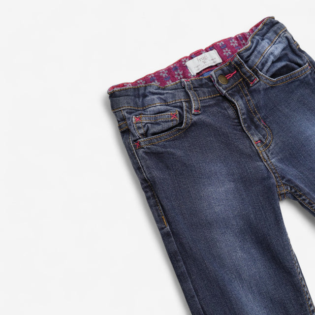 Jeans mid blue rinse with pink floral lining