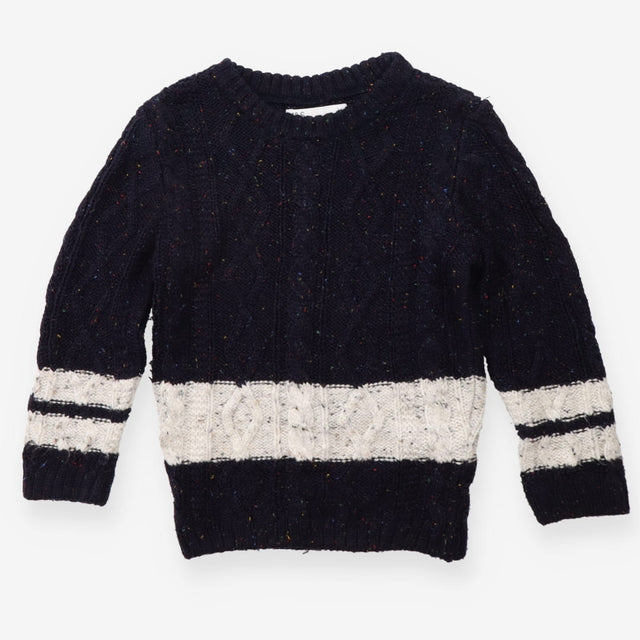 Cable Sweater Navy and White Multi Coloured Specks