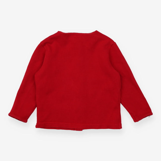 Cardigan red jersey hearts pattern