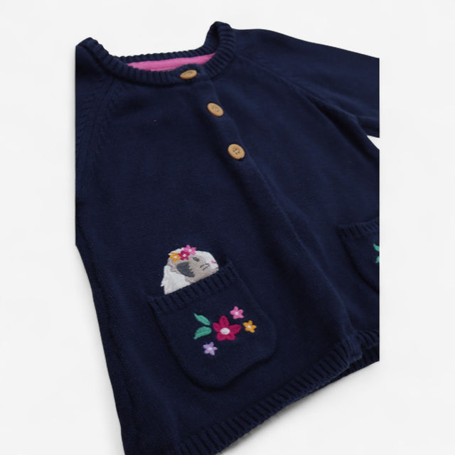 Cardigan Navy Knit with Guinea Pig