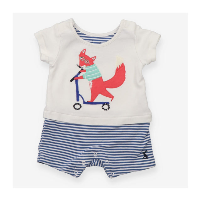 Jersey Romper Fox with Glasses on Scooter and Navy