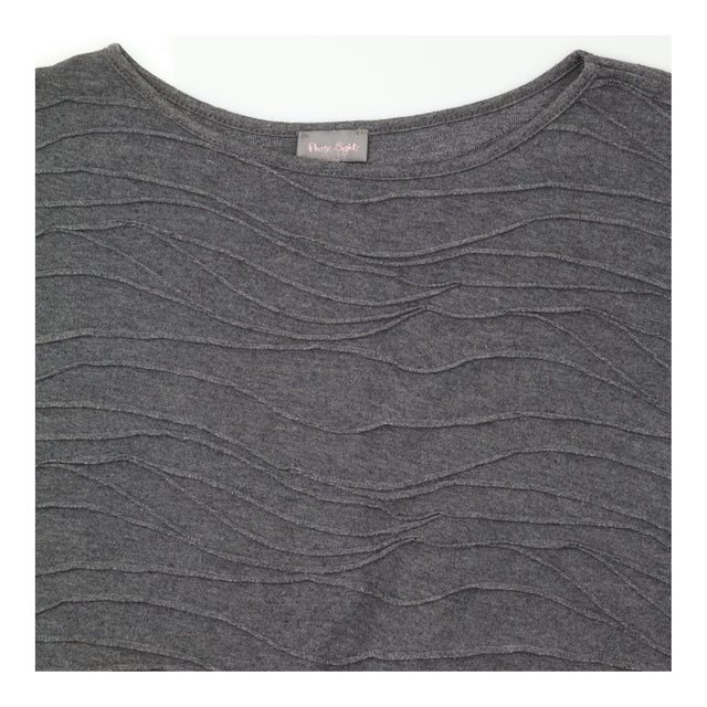 Charcoal Grey Wavy Textured Rib Long Sleeve Jumper