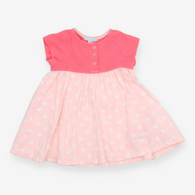 Empire Dress Pink with Buttons and Seagulls