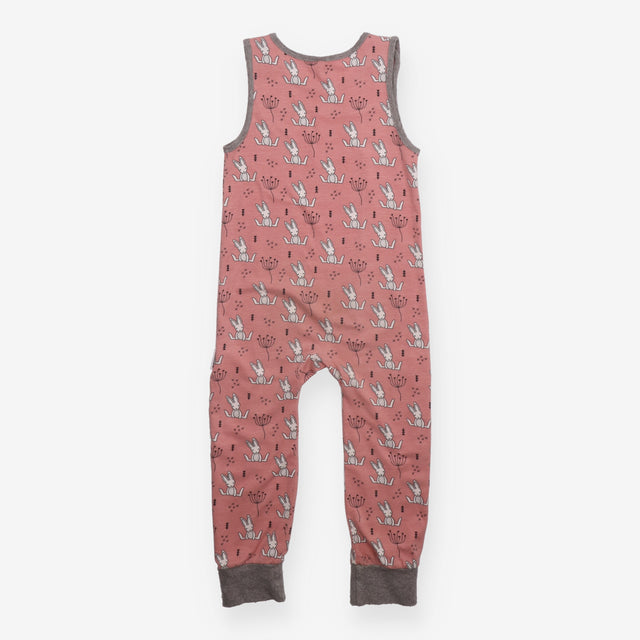 Dungarees pink white bunnies