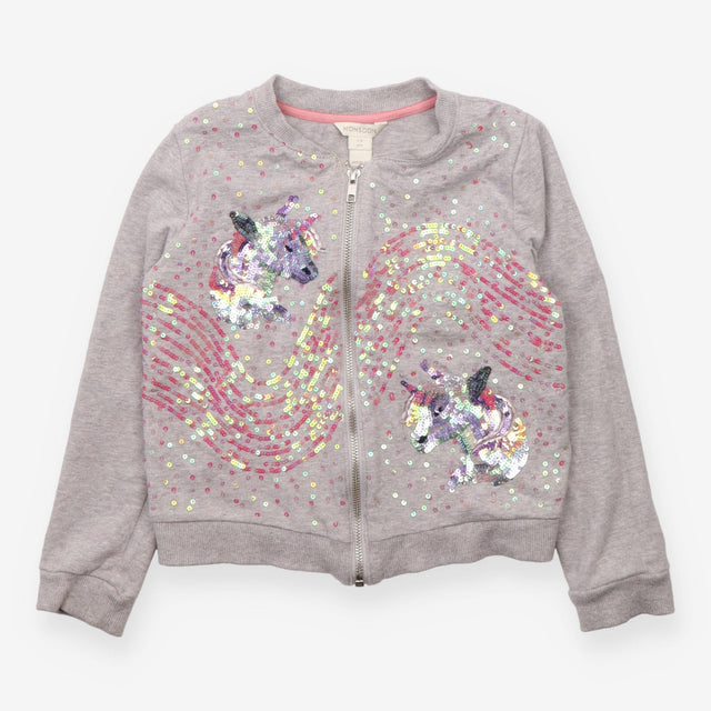 Jacket grey sequins unicorn