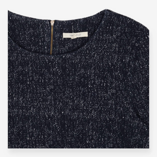 Blue Tweed Textured Knit Dress
