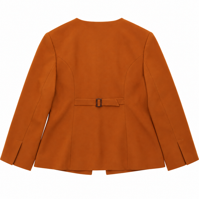 Collarless Blazer Cognac