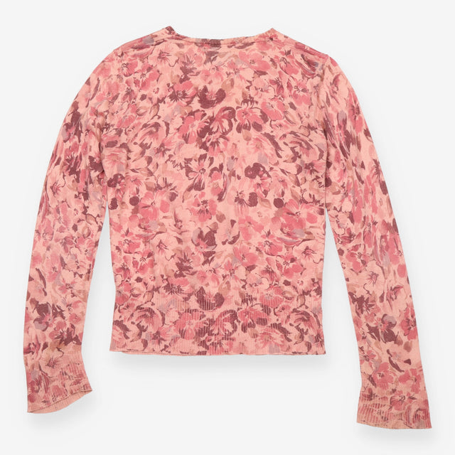 Floral Silk Blend Button Front Cardigan