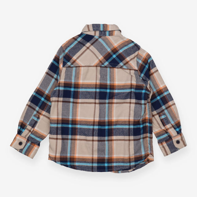 Shirt Long Sleeved Brown and Blue Check