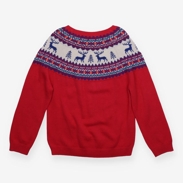 Sweater Knit Reindeer Fairisle Pink and Blue