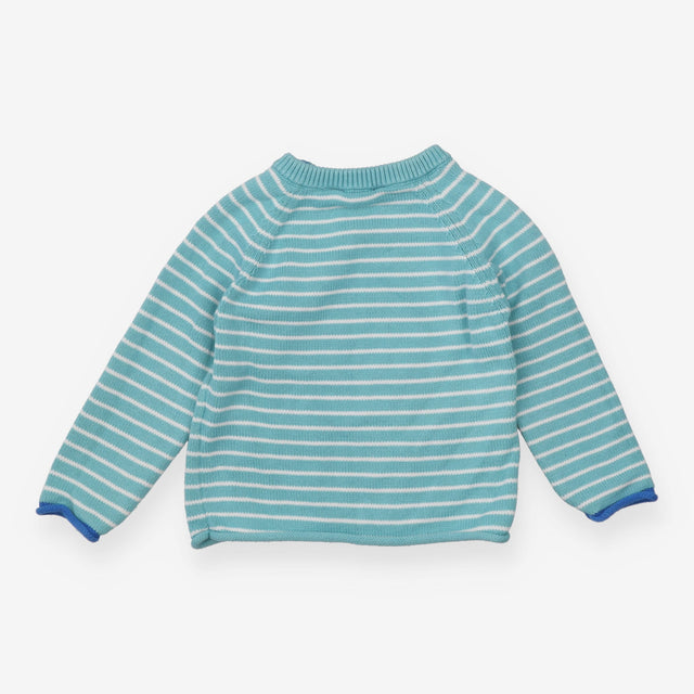 Blue Striped Dinosaur Knit Jumper