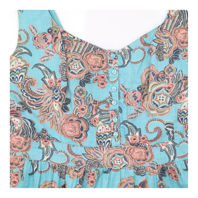 Pinafore Dress Paisley Print Cotton Turquoise