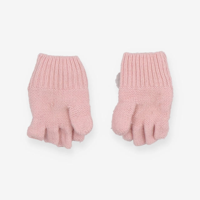 Pink knitted mouse mittens