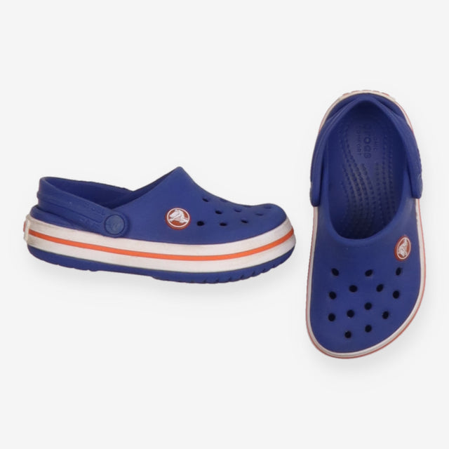 Blue Crocs with Orange Stripe