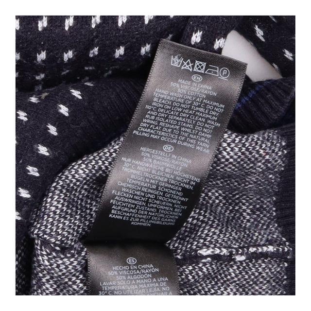 Navy & Grey Geometric Pattern Jumper