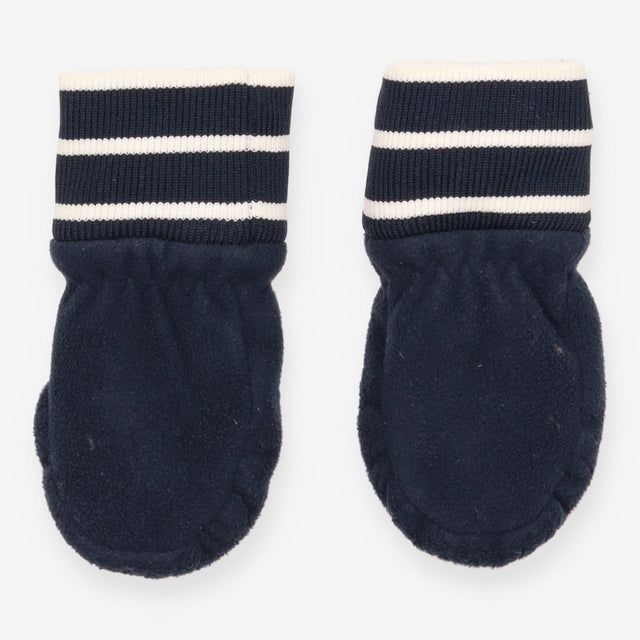 Navy Mittens White Stripes