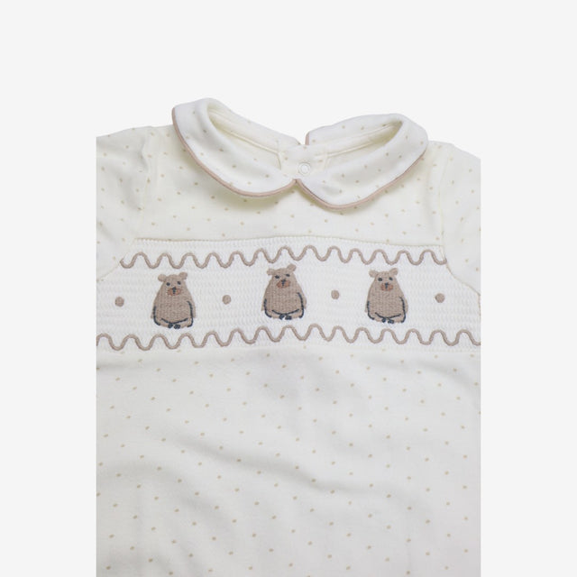 Romper Jersey Cream with Brown Bears and Spots