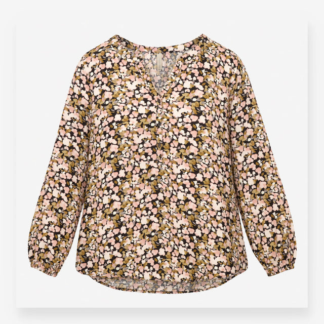 Top Blush Pink Floral Print Long Sleeve High Low H