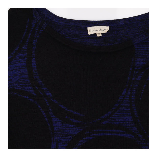 Navy Blue Black Abstract Spot Knit 3/4 Sleeve Jump