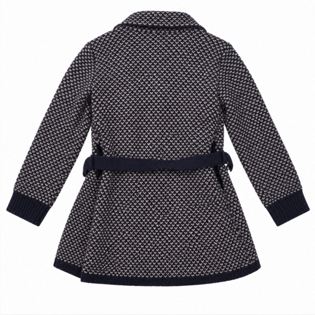 Chunky Knit Belted Waterfall Front Cardigan Navy C