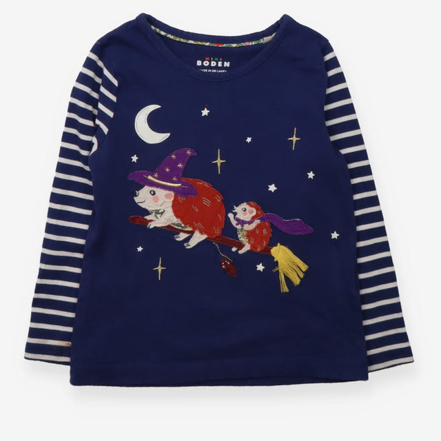 T-Shirt Long Sleeve Navy Stripe Hedgehog Witches