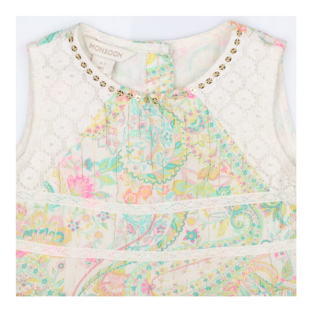 Sleeveless Summer Dress Green and Yellow Paisley