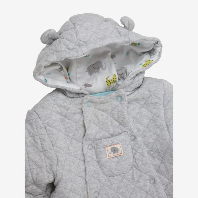 Pramsuit Jersey Quilted Grey with Elephant Lining