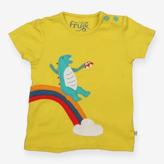 T-shirt yellow dinosaur rainbow slide