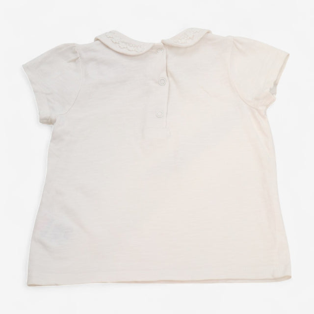 T-Shirt White with Flower Collar
