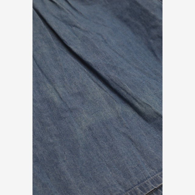 Denim Blouse with Floral smock Collar