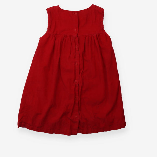 Red Pinafore Cord Dress with Pockets
