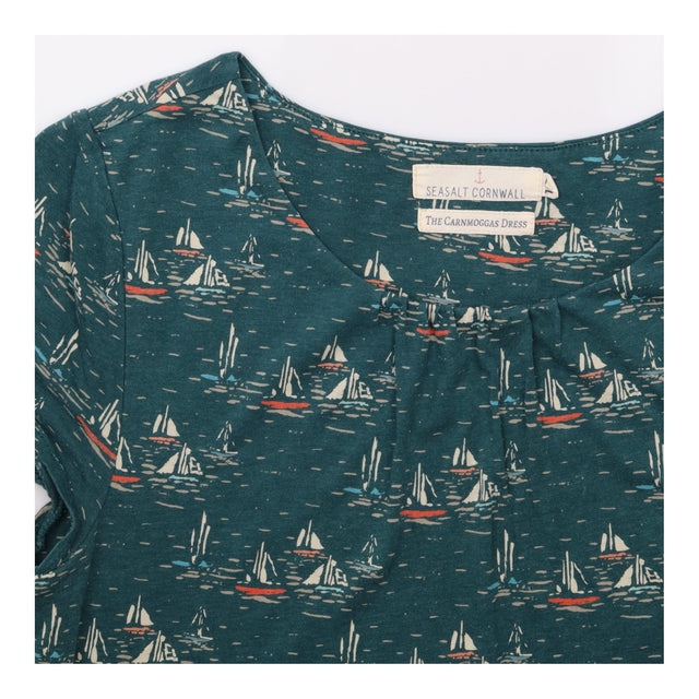 Dress Teal Blue Sailboat Print