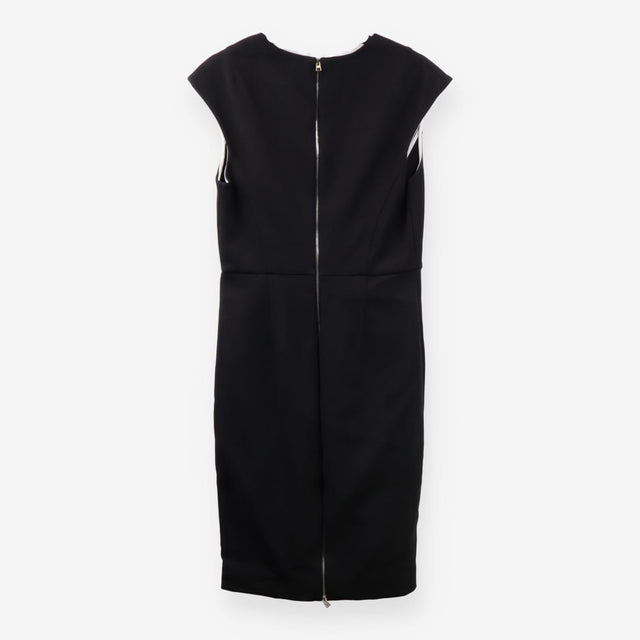 DVF Black Structured Sleeveless Dress with Full Si